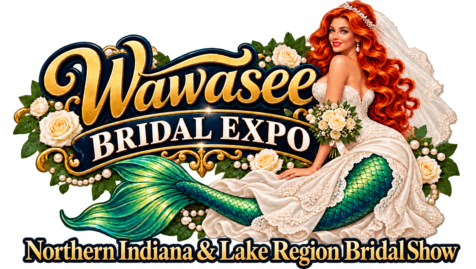 Wawasee Bridal Expo mermaid bride logo: Northern Indiana & Lake Region Bridal Show