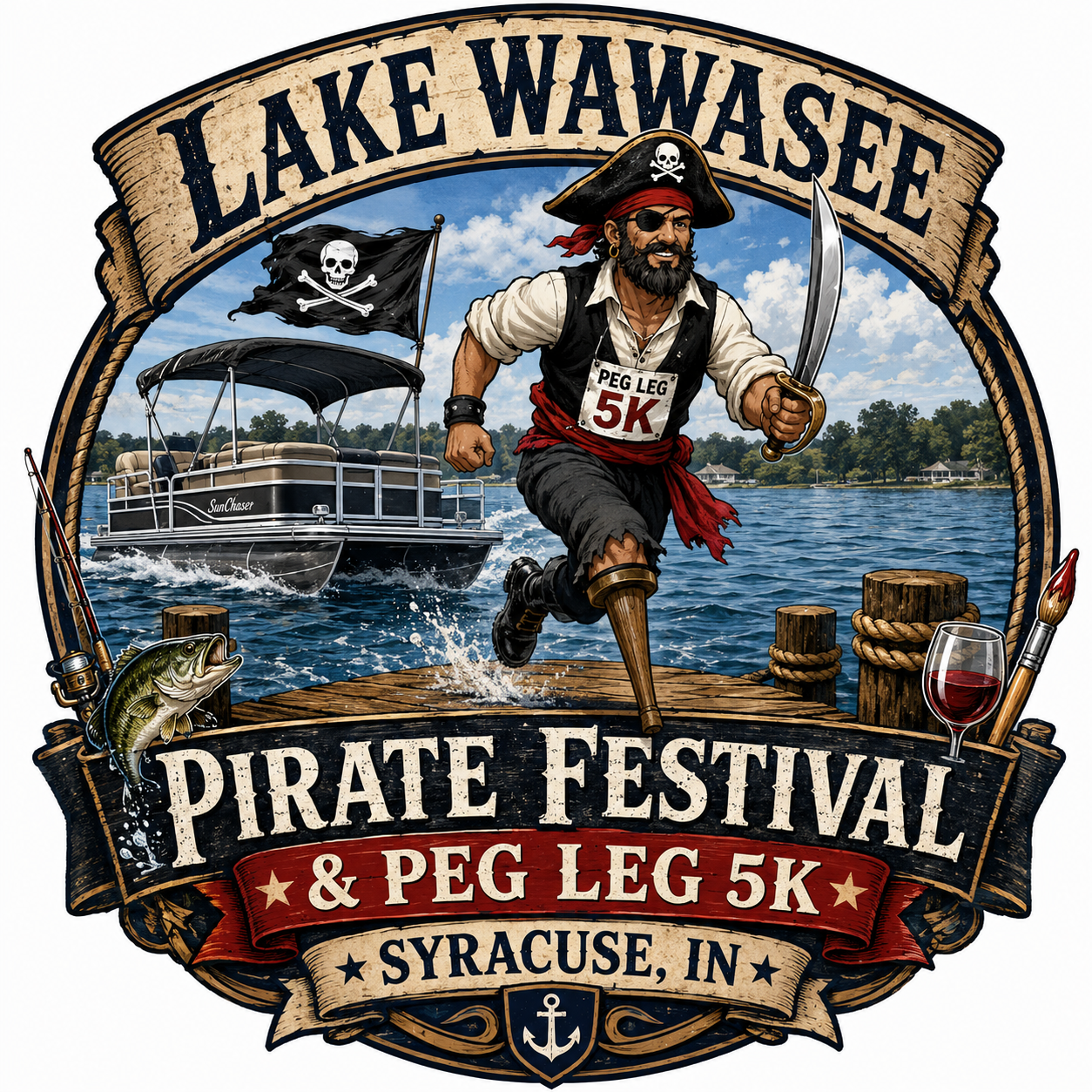 Lake Wawasee Pirate Festival and Peg Leg 5K artwork